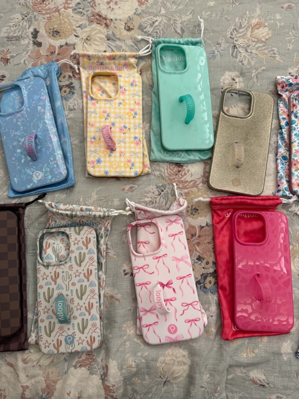 Loopy Case Assorted Grip Phone Cases in Pink, Mint, Gold, Floral Patterns - Picture 3 of 4